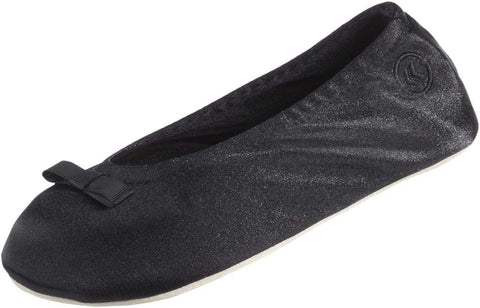 Isotoner Women's Black Satin Classic Ballerina Panduf | Isotoner In Lebanon