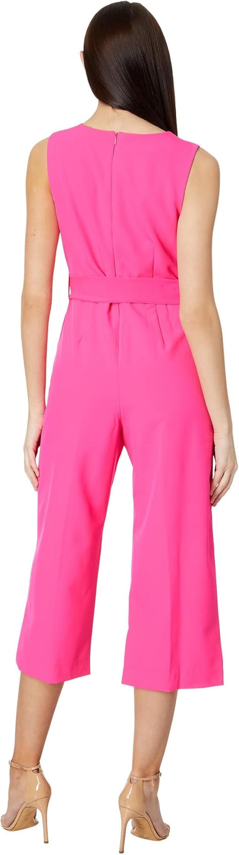 Vince Camuto Women's Fuchsia Sleeveless Belted Wide Leg Crop Jumpsuit | Vince Camuto In Lebanon