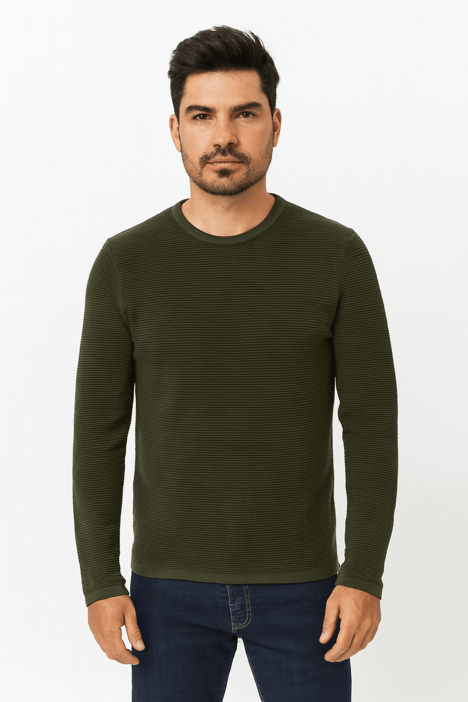 Redefined Rebel Men's Dark Green Ribbed Sweatshirt | Redefined Rebel In Lebanon