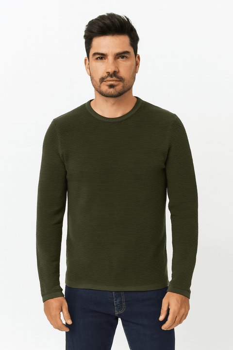 Rebel Men's Dark Green Ribbed Sweatshirt | Rebel In Lebanon