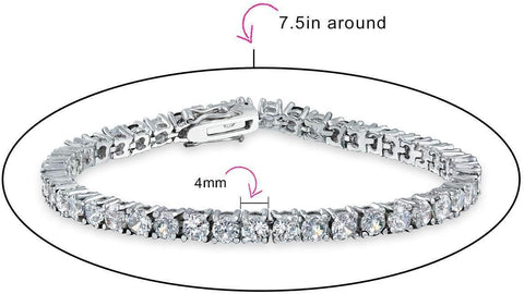 Bling Jewelry Women's Silver Prong Basket Set Solitaire Round Cubic Zirconia Tennis Bracelet  | Bling Jewelry In Lebanon