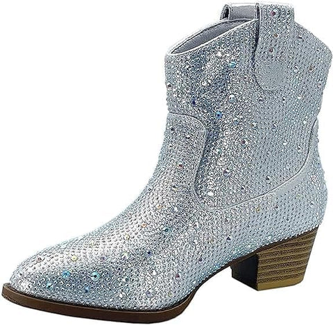 Link Girl's Silver Cowboy Style Ankle Boots | Link In Lebanon
