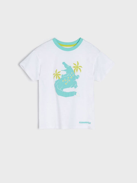 Sinsay Boy's White Multi Print Crew Neck T-Shirt |Sinsay In Lebanon