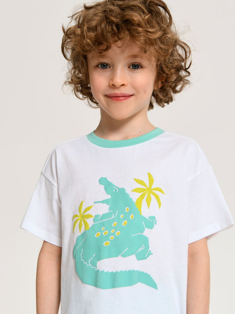 Sinsay Boy's White Multi Print Crew Neck T-Shirt |Sinsay In Lebanon