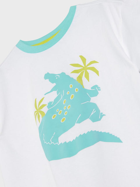 Sinsay Boy's White Multi Print Crew Neck T-Shirt |Sinsay In Lebanon