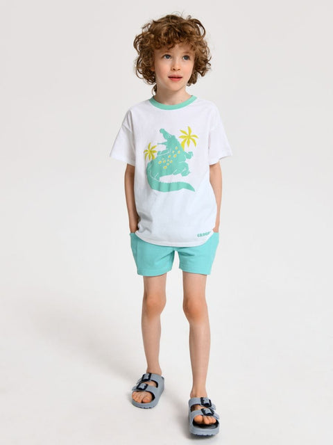 Sinsay Boy's White Multi Print Crew Neck T-Shirt |Sinsay In Lebanon