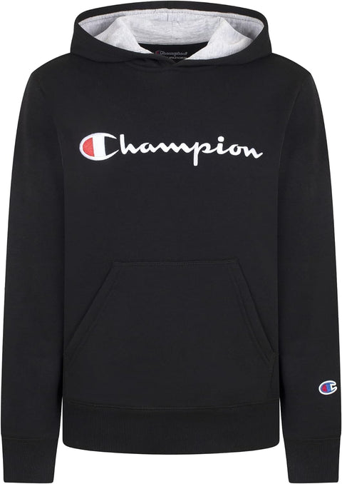 Champion Boy's Black Embroidered Logo Fleece Hoodie |Champion In Lebanon
