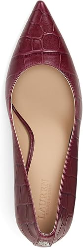 Lauren Ralph Lauren Women's Burgundy Lanette Croc-Embossed Leather Pumps Heel | Lauren Ralph Lauren In Lebanon