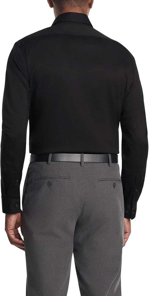 Kenneth Cole Reaction Men's Black Solid Performance Dress Shirt  | Kenneth Cole Reaction In Lebanon