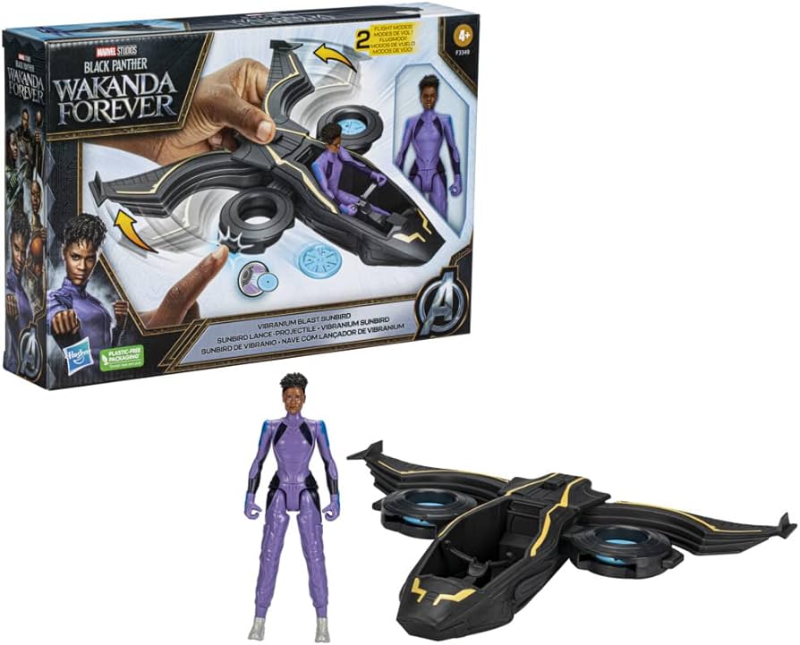 Marvel Black Panther Wakanda Forever Vibranium Blast Sunbird Jet with Shuri Action Figure TG686