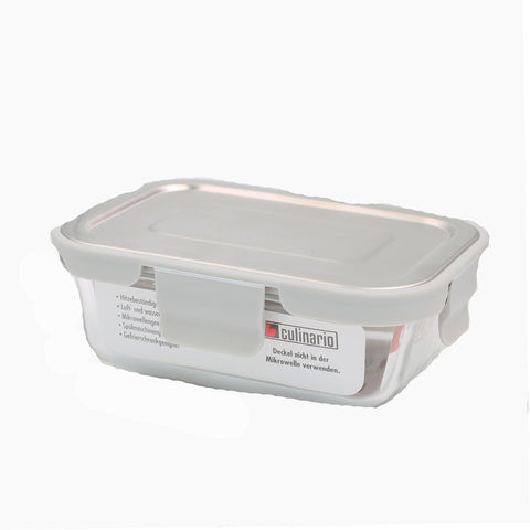 Culinario Cloc Transparent Glass Food Storage Container With Stainless Steel Lid 370ml | Culinario In Lebanon