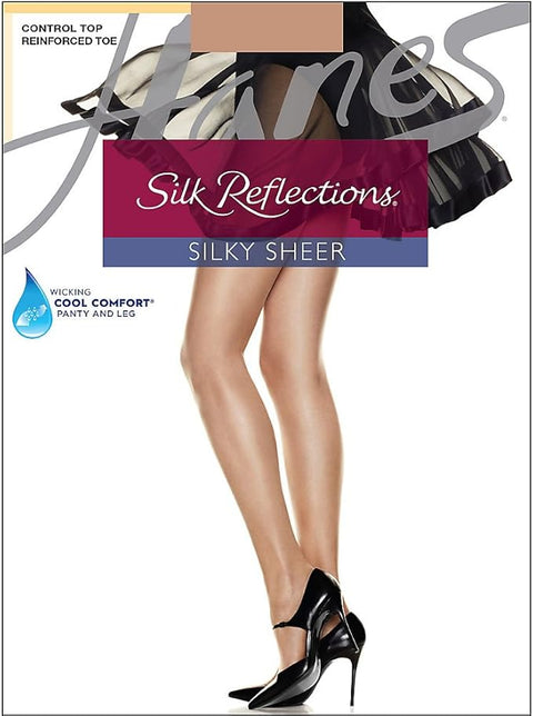 Hanes Women's Brown Silk Reflections Control Top Sheer Toe Pantyhose|Hanes In Lebanon