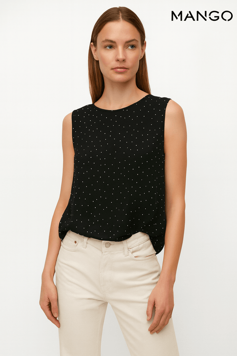 Mango Women's Black Sleeveless Top| Mango in Lebanon