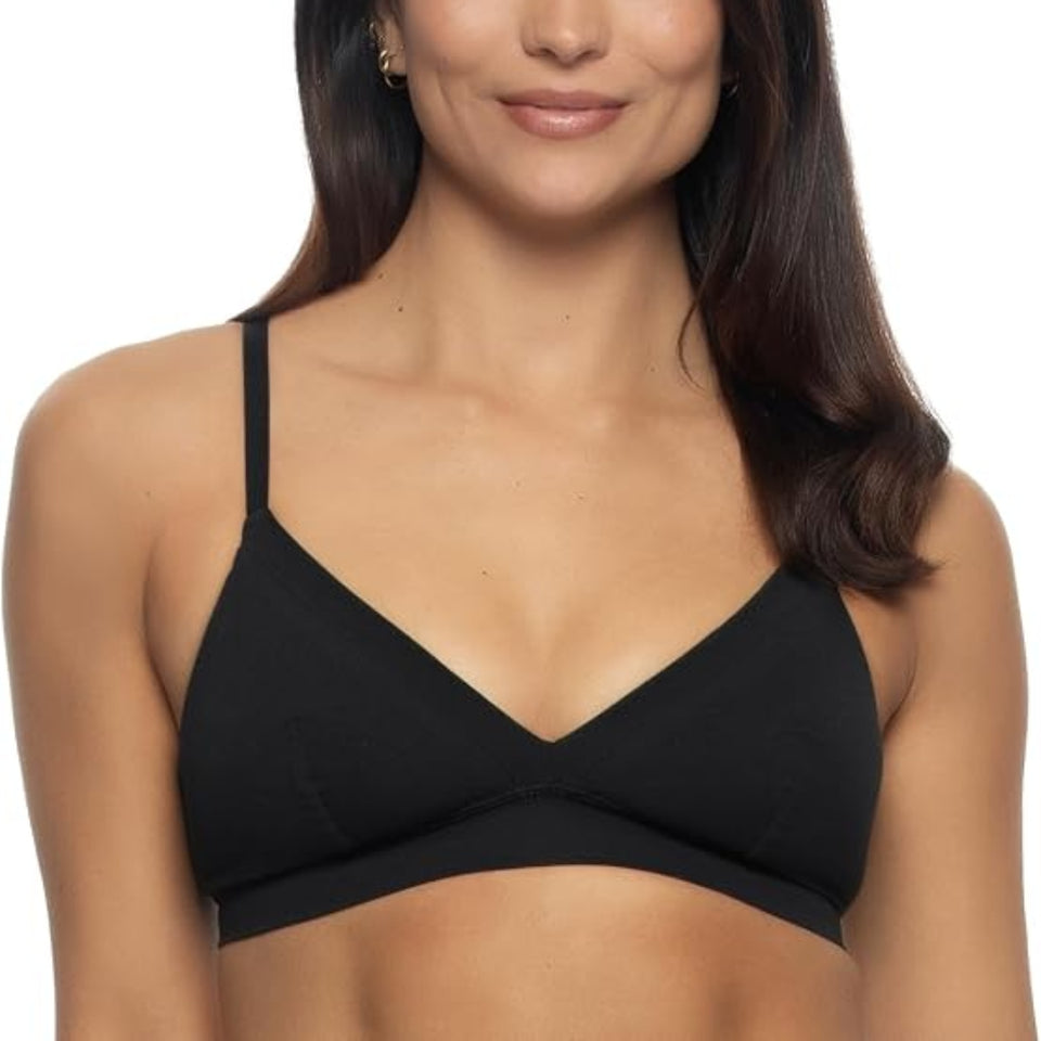 Felina Women's Black Pima Cotton Stretch Wireless Bra