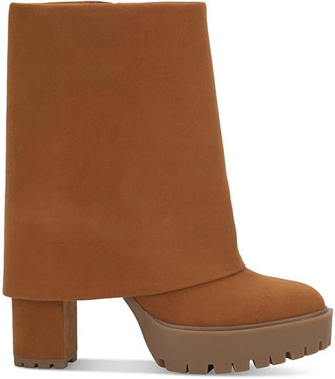 INC International Concepts Women's Camel Suede Acelina Fold-Over Cuffed Dress Boots | INC International Concepts In Lebanon