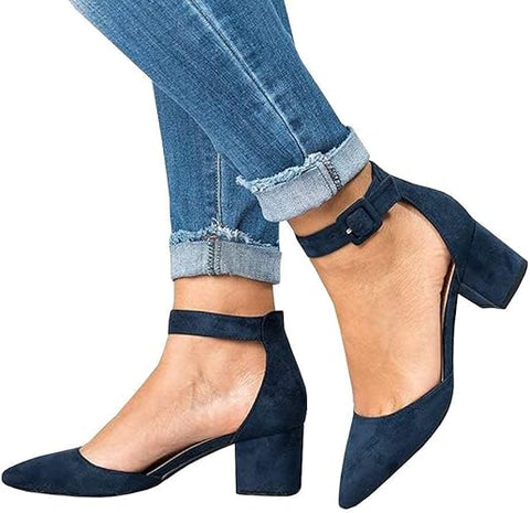 FISACE Women's Navy Low Mid Square Heel Sandal  | FISACE In Lebanon