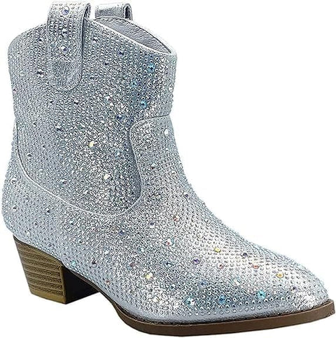 Link Girl's Silver Cowboy Style Ankle Boots | Link In Lebanon