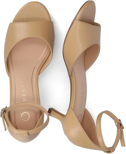 Journee Collection Women's Sand Jezzie-Wd  faux leather Heeled Sandals  | Journee Collection  in Lebanon