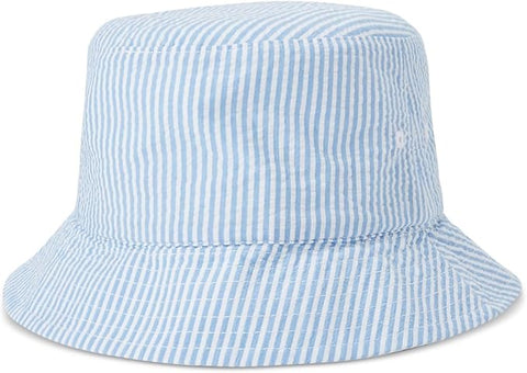 Polo Ralph Lauren Women's Blue & White Reversible Seersucker Bucket Hat | Polo Ralph Lauren In Lebanon