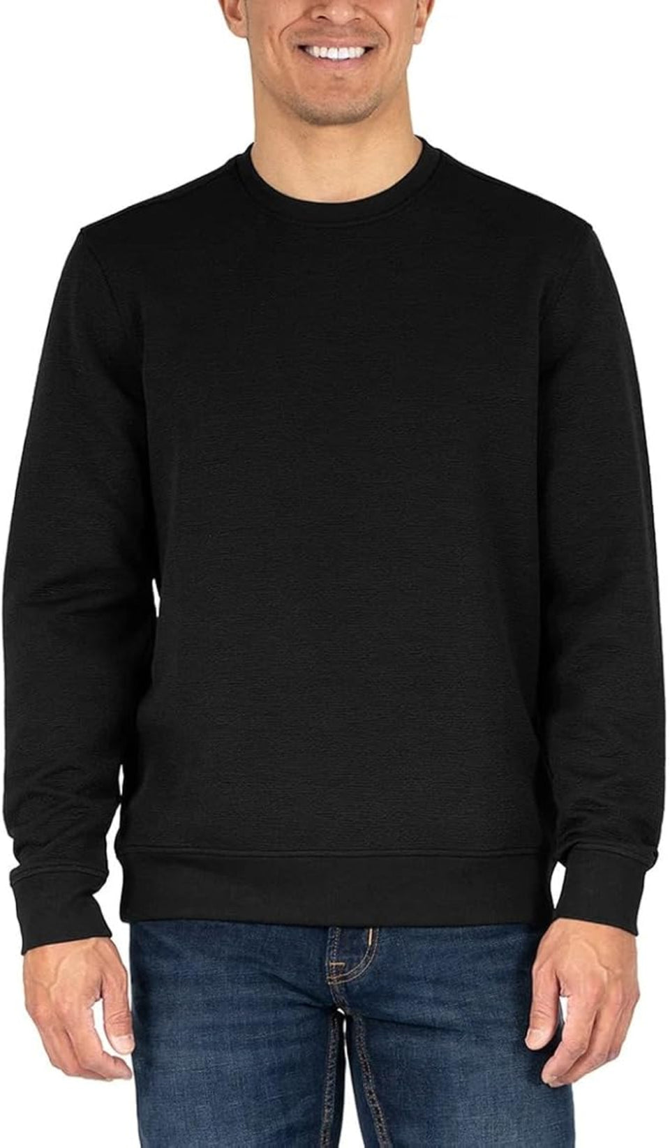 Gerry Men’s Textured Crewneck Midweight 4-Way Stretch Pullover Sweatshirt