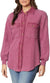 Briggs Women's Purple Relaxed Fit Button Front Long Sleeve Waffle Shirt