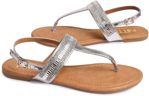 NITTI Women's Silver Flat Thong Sandals | NITTI In Lebanon