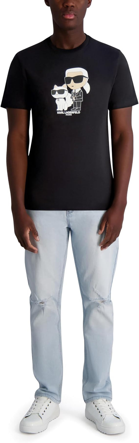 Karl Lagerfeld Men's Black Short Sleeve Crewneck Graphic Design T-Shirt | Karl Lagerfeld In Lebanon