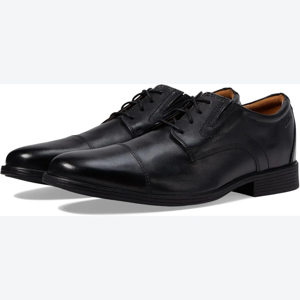 Clarks Men's Black Leather Whiddon Cap Toe Casual Shoes