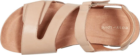 Easy Spirit Women's Tan Mavey Strappy Leather Open Toe Flat Sandals | Easy Spirit In Lebanon