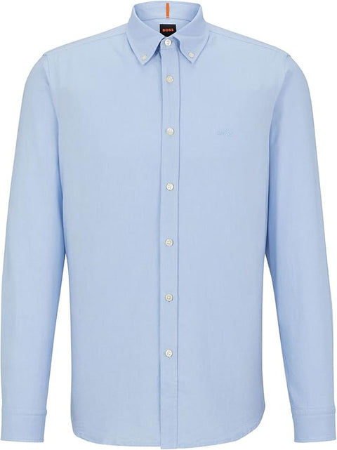 Hugo Boss Men's Light Blue Regular Fit Cotton Flannel Shirt | Hugo Boss In Lebanon