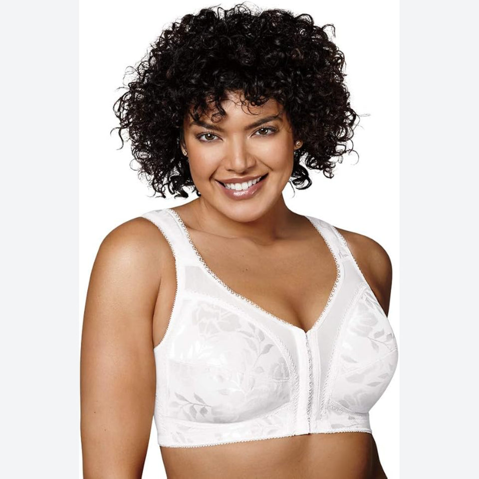 Playtex Women's White18 Hour Supportive Front Close Flexible Back Wireless Bra