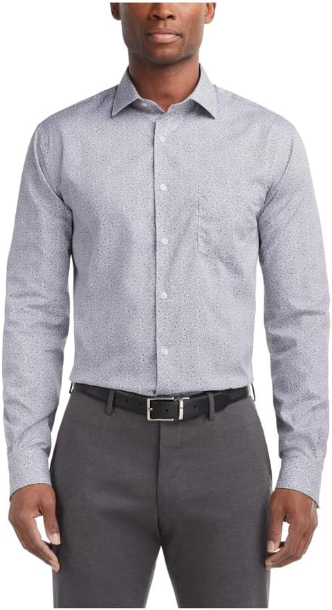 Van Heusen Men's Grey Regular Fit Stain Shield Stretch Dress Shirt | Van Heusen In Lebanon