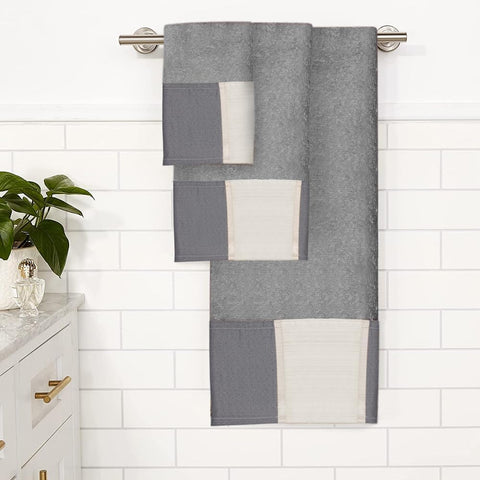Popular Bath Gray Modern Line 3 Piece Towel Set |Popular Bath In Lebanon