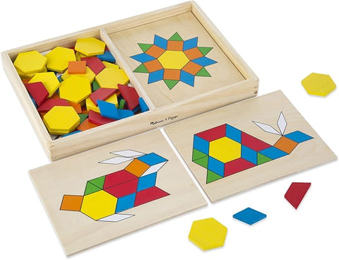 Melissa & Doug Pattern Classic Developmental Toy, Wooden Blocks 120 Shapes & 5 Boards | Melissa & Doug In Lebanon