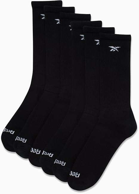 Reebok Men's Black Pack of 6 Cushion Crew Breathable Cotton Blend Socks | Reebok in Lebanon