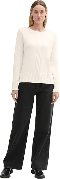 Tom Tailor Women's White Knitted Sweatshirt | Tom Tailor In Lebanon