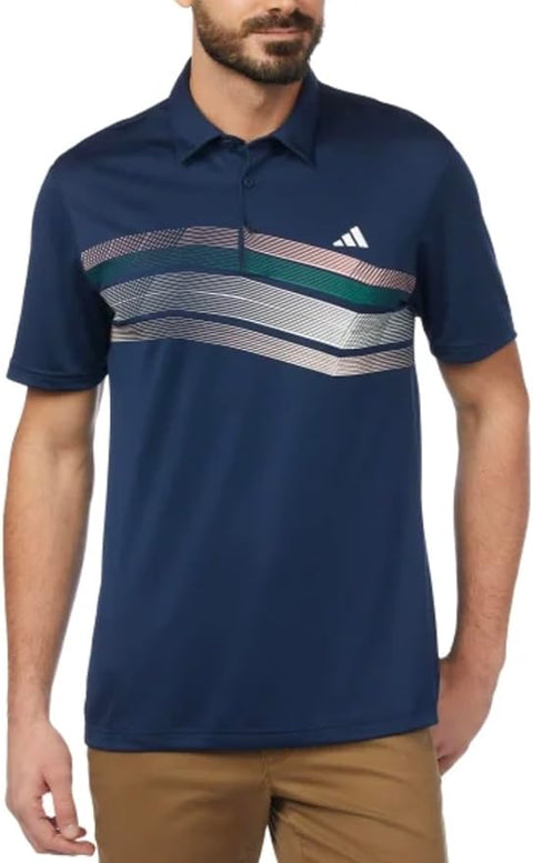 Adidas Men’s Navy Core Chest Stripe Polo Neck T-Shirt | Adidas In Lebanon