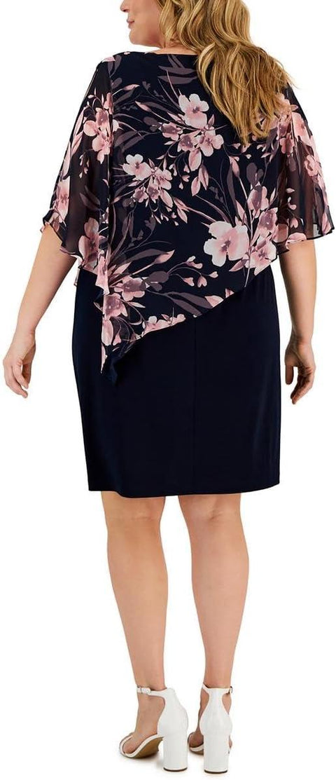 Connected Apparel Women's Navy Floral Midi Dress |Connected Apparel in Lebanon
