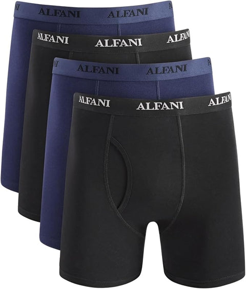 Alfani Men's Black/Navy 4-Pk. Stretch Moisture-Wicking Boxer Briefs | Alfani In Lebanon