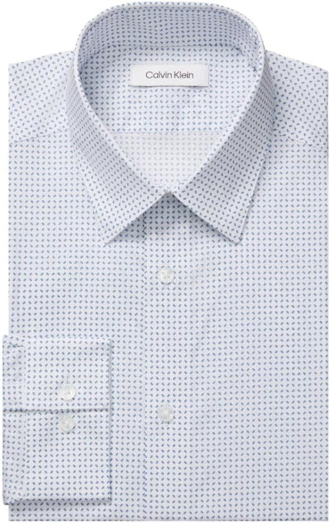 Calvin Klein Men's White Dress Shirts Non Iron Stretch Regular Fit Check Shirts | Calvin Klein In Lebanon