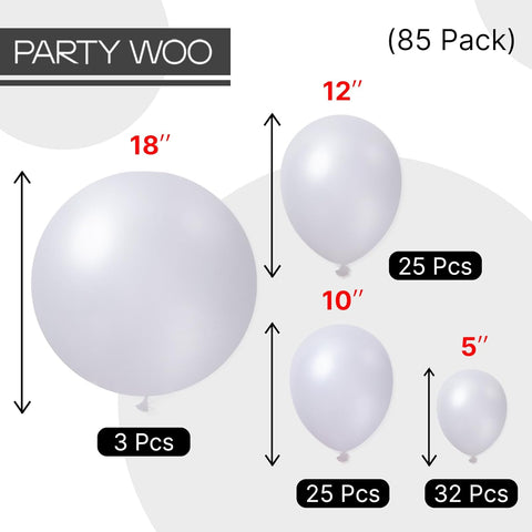 PartyWoo Pearl White Balloons 85pcs Different Sizes Pack of 18 12 10 5 Inch | PartyWoo In Lebanon