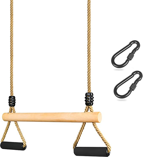 EU rapeze Swing, Children's Wood, Multifunctional, Adjustable Swing with Soft Sponge Handle, Indoor, Outdoor, Children's Trapezoidal Swing up to 100 kg (42 cm) AM154
