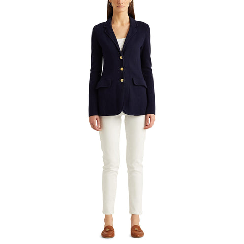 Lauren Ralph Lauren Women's Navy Sweater-Knit Blazer | Lauren Ralph Lauren In Lebanon