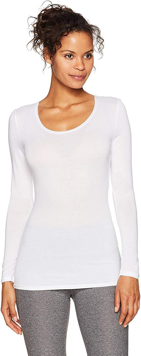 32 Degrees Women's White  Heat Scoop Neck Thermal Blouse | 32 Degrees in Lebanon