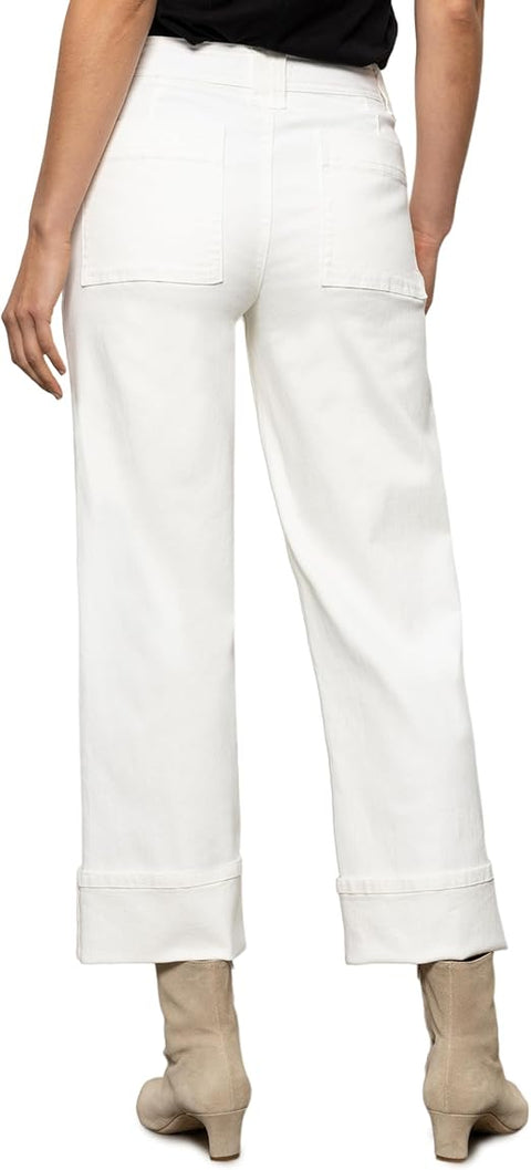 Sanctuary Women's Off White Luna Cuffed Wide Leg Jeans | Sanctuary In Lebanon