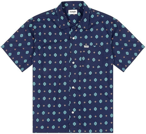 Wrangler Men's Navy Eclipse Printed 1 Pocket  Regular Fit Shirt | Wrangler In Lebanon