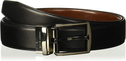 Perry Ellis Portfolio Men's Black Hi-lo Reversible Leather Dress Belt | Perry Ellis Portfolio In Lebanon
