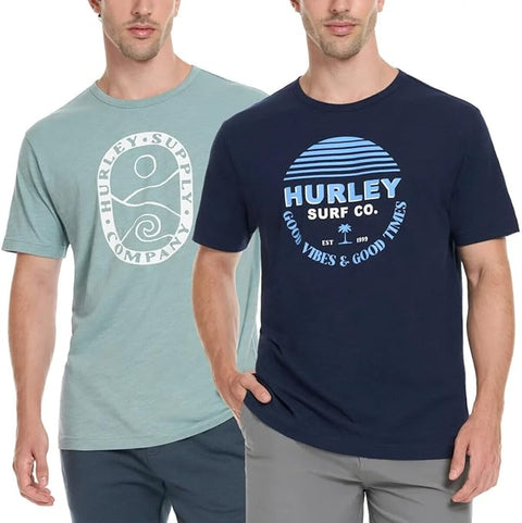 Hurley Men's Navy & Dusty Blue 2 Pack Short Sleeve Graphic T-Shirts |Hurley In Lebanon
