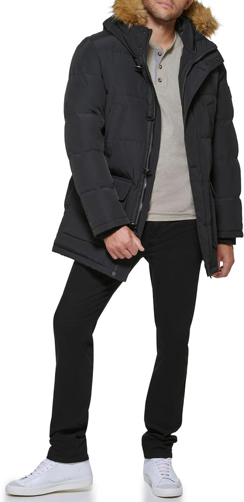 Tommy Hilfiger Men's Black Arctic Cloth Full Length Quilted Snorkel Jacket  | Tommy Hilfiger In Lebanon