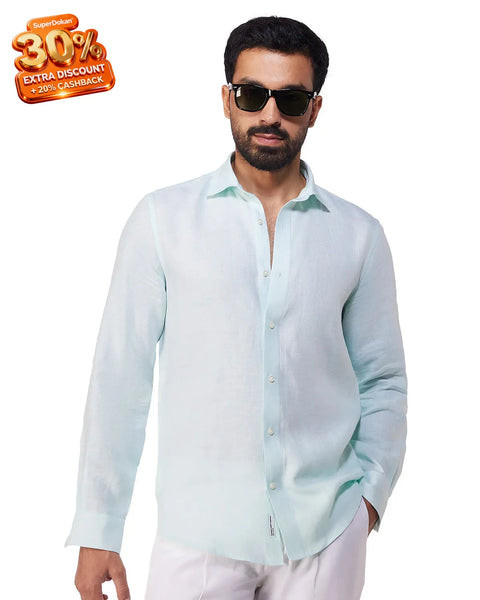 Bloomingdale's Men's Light Blue Linen Woven Shirt | Bloomingdale's In Lebanon